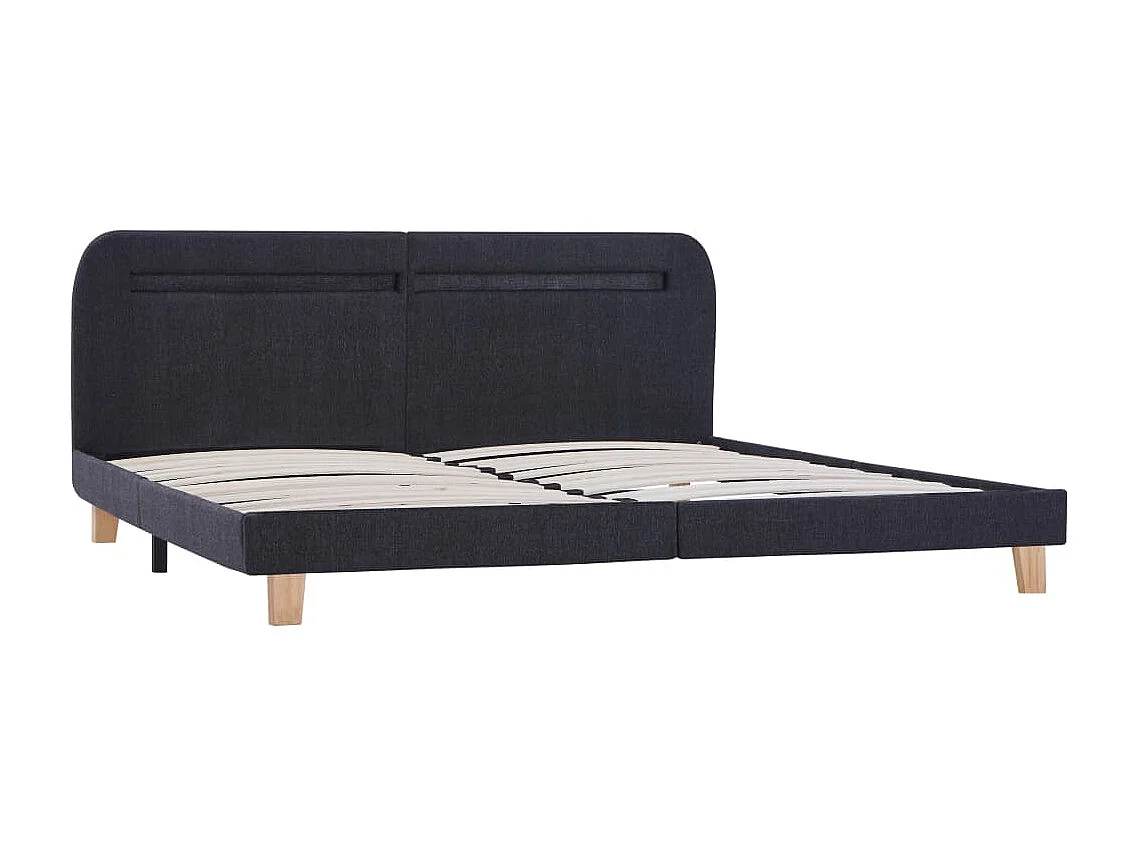 Bettgestell mit LED Dunkelgrau Stoff 180×200 cm