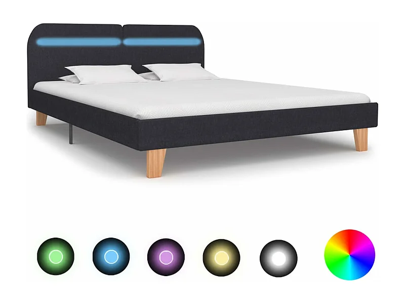 Bedframe met LED stof donkergrijs 180x200 cm