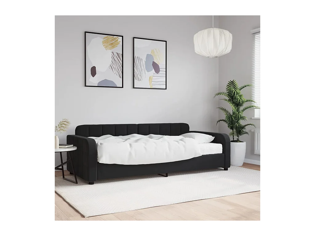 Lit de jour avec matelas noir 90x200 cm velours