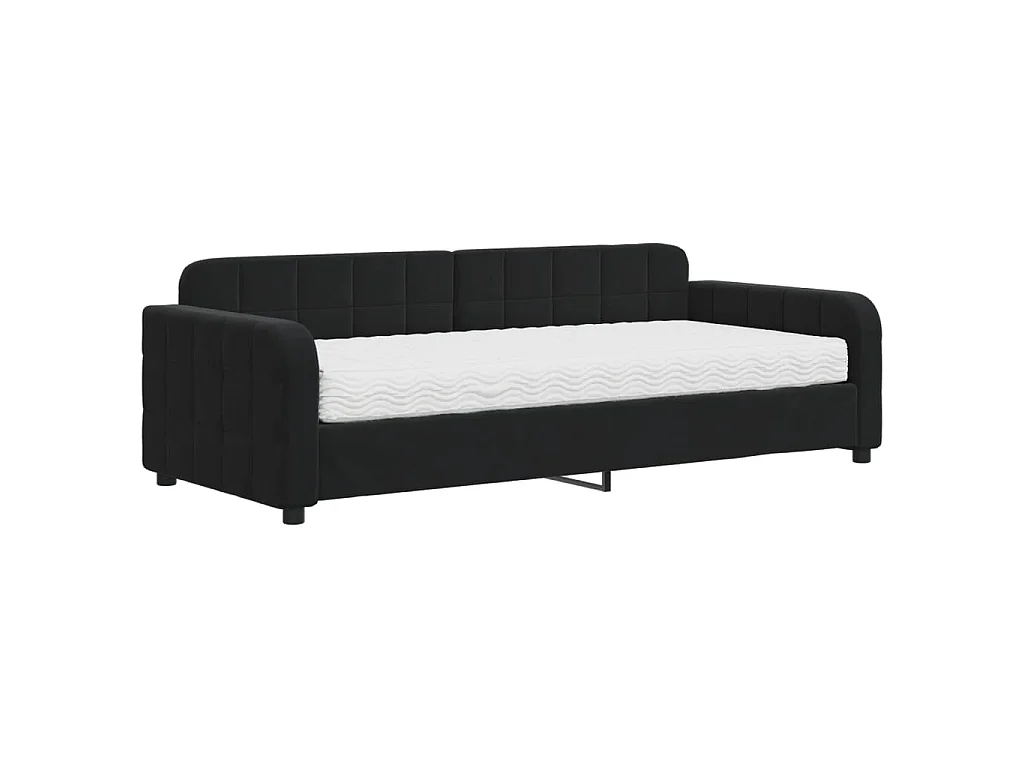 Slaapbank met matras 90x200 cm fluweel zwart