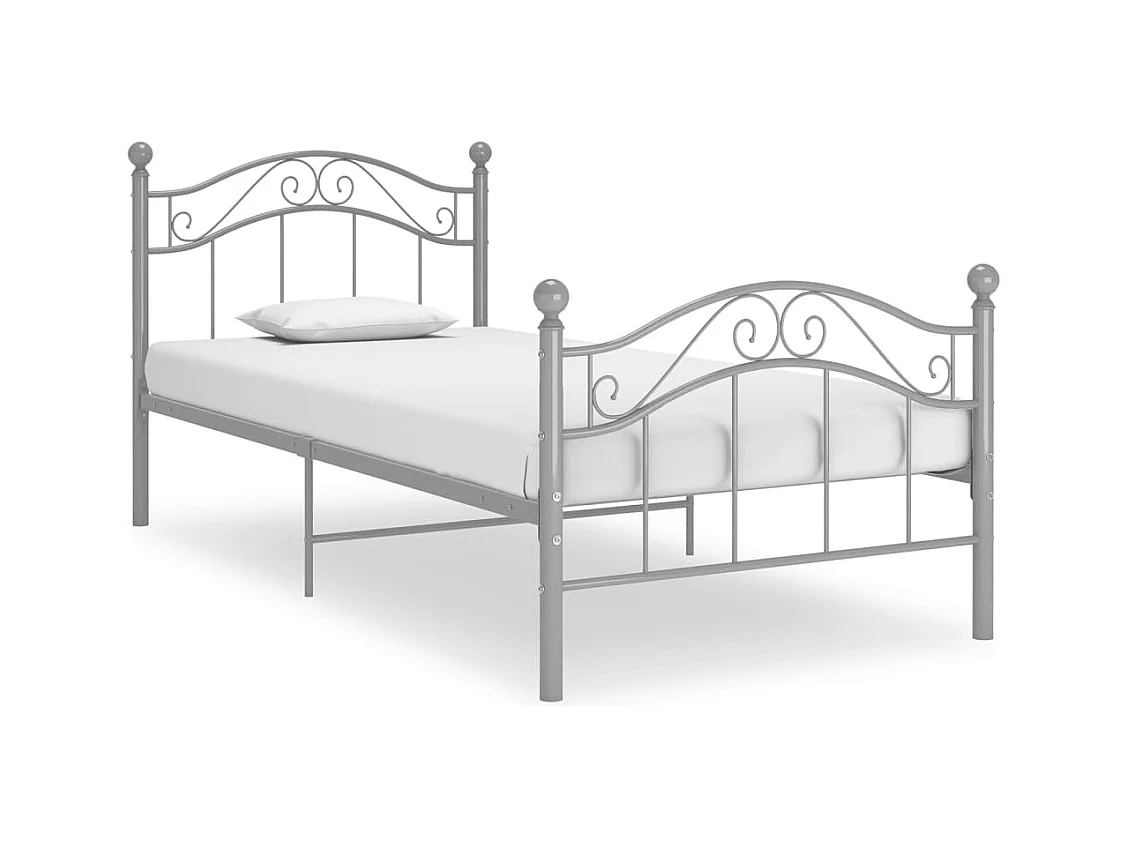 Cadre de lit sans matelas gris métal 100x200 cm