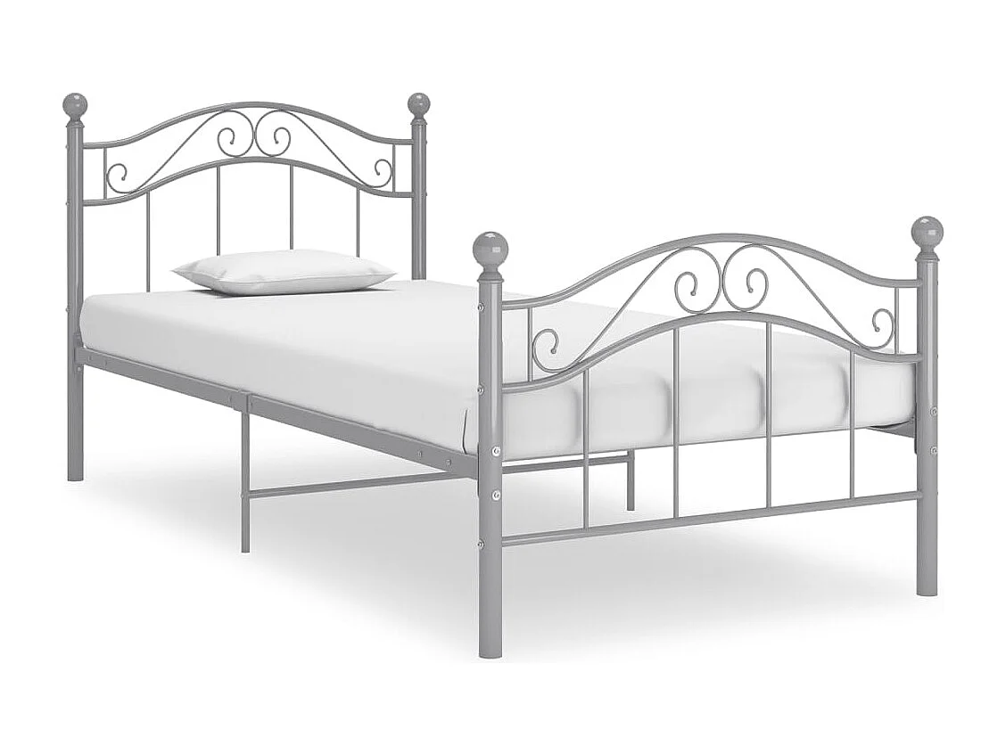 Cadre de lit sans matelas gris métal 100x200 cm