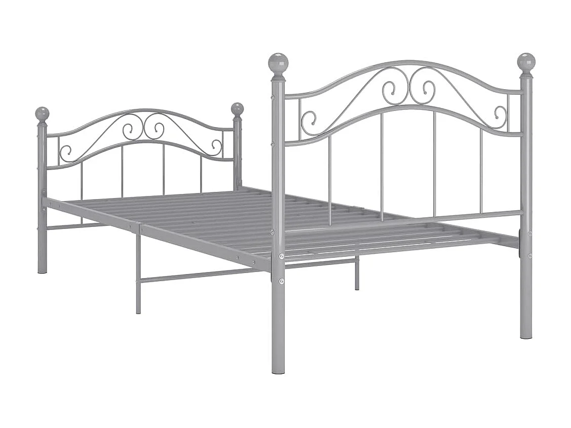 Cadre de lit sans matelas gris métal 100x200 cm