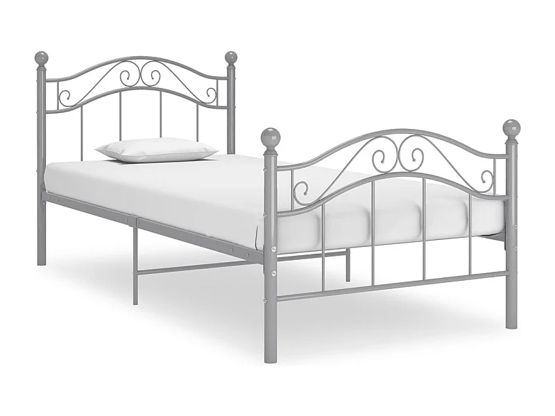 Estrutura de cama 100x200 cm metal cinzento