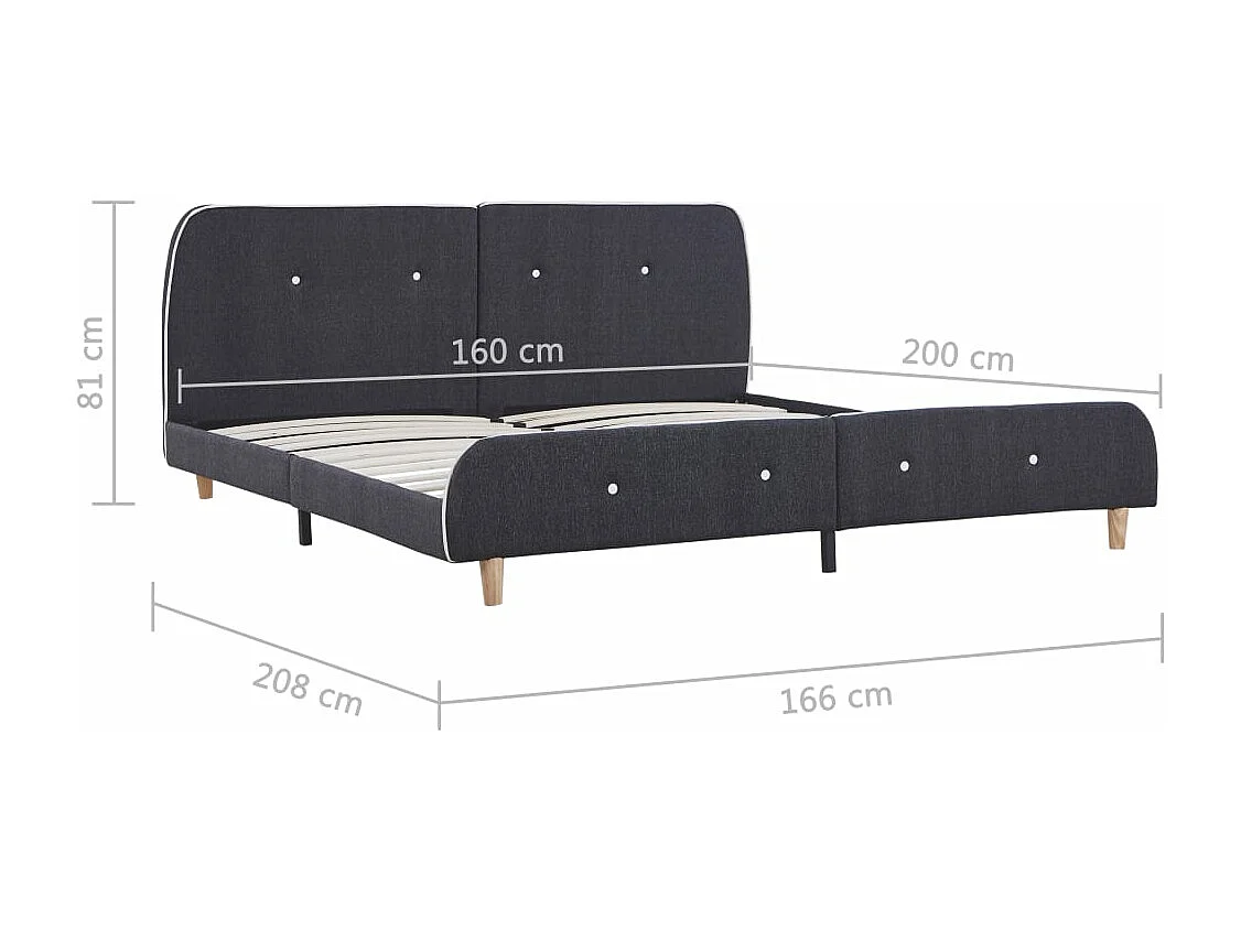 Cadre de lit sans matelas gris foncé tissu 160x200 cm