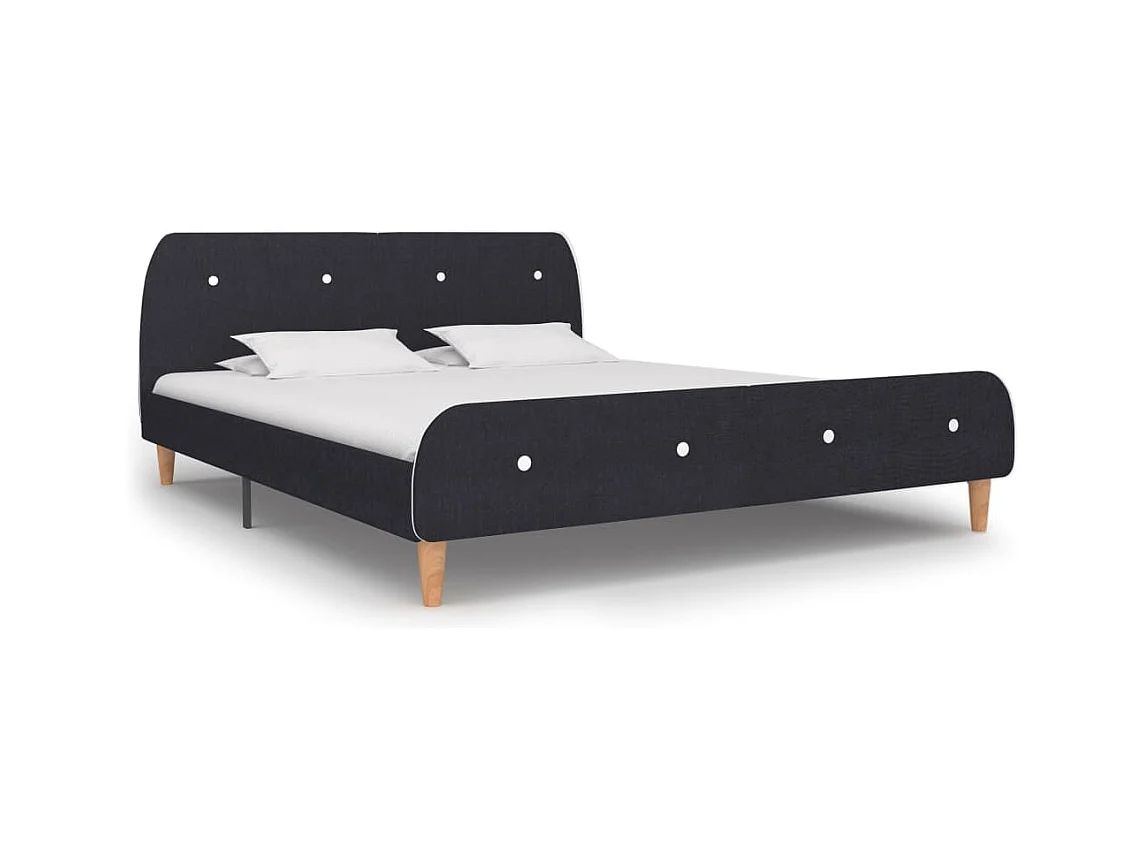 Cadre de lit sans matelas gris foncé tissu 160x200 cm