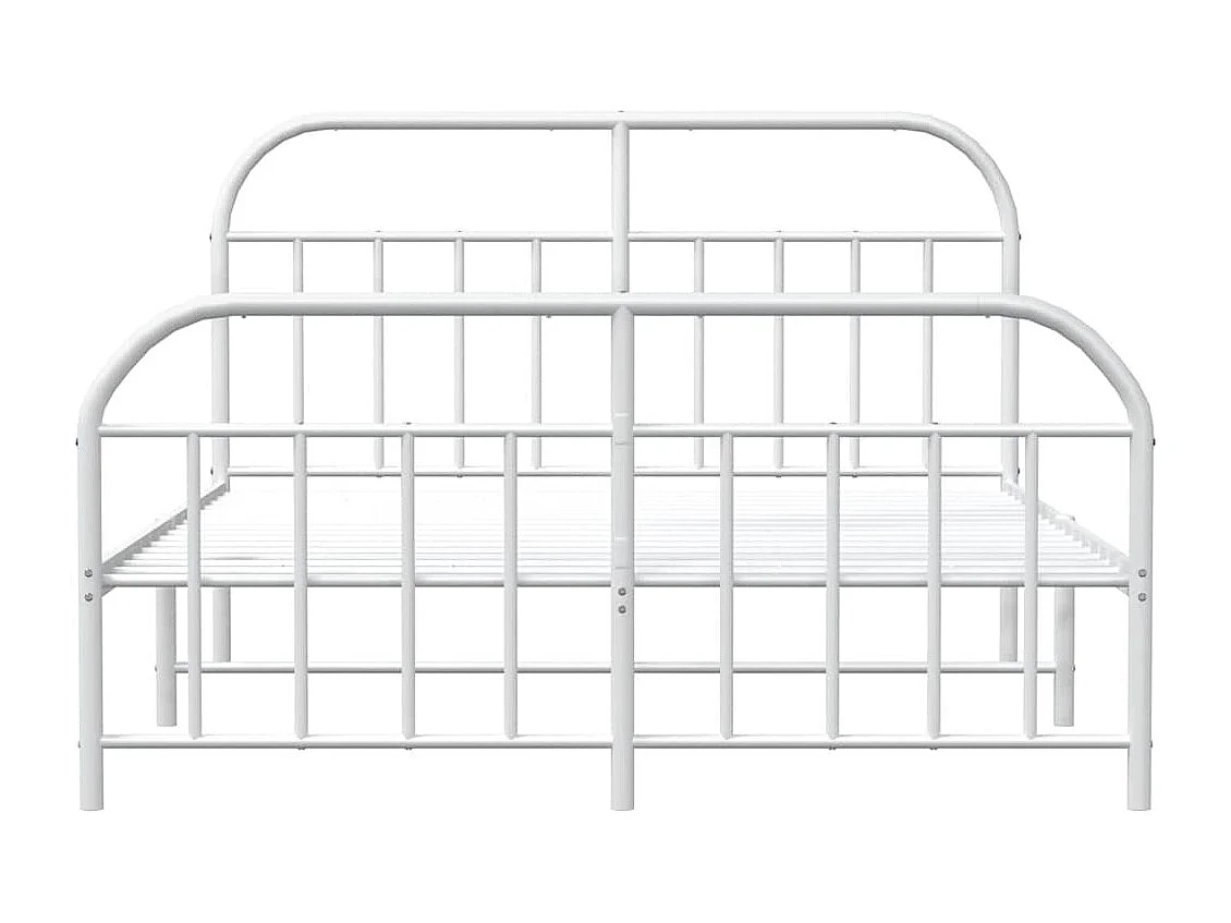 Cadre de lit métal sans matelas et pied de lit blanc 160x200 cm