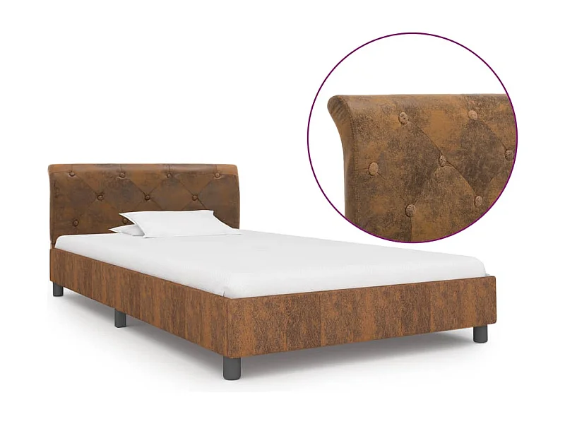 Cadre de lit sans matelas marron similicuir daim 100x200 cm