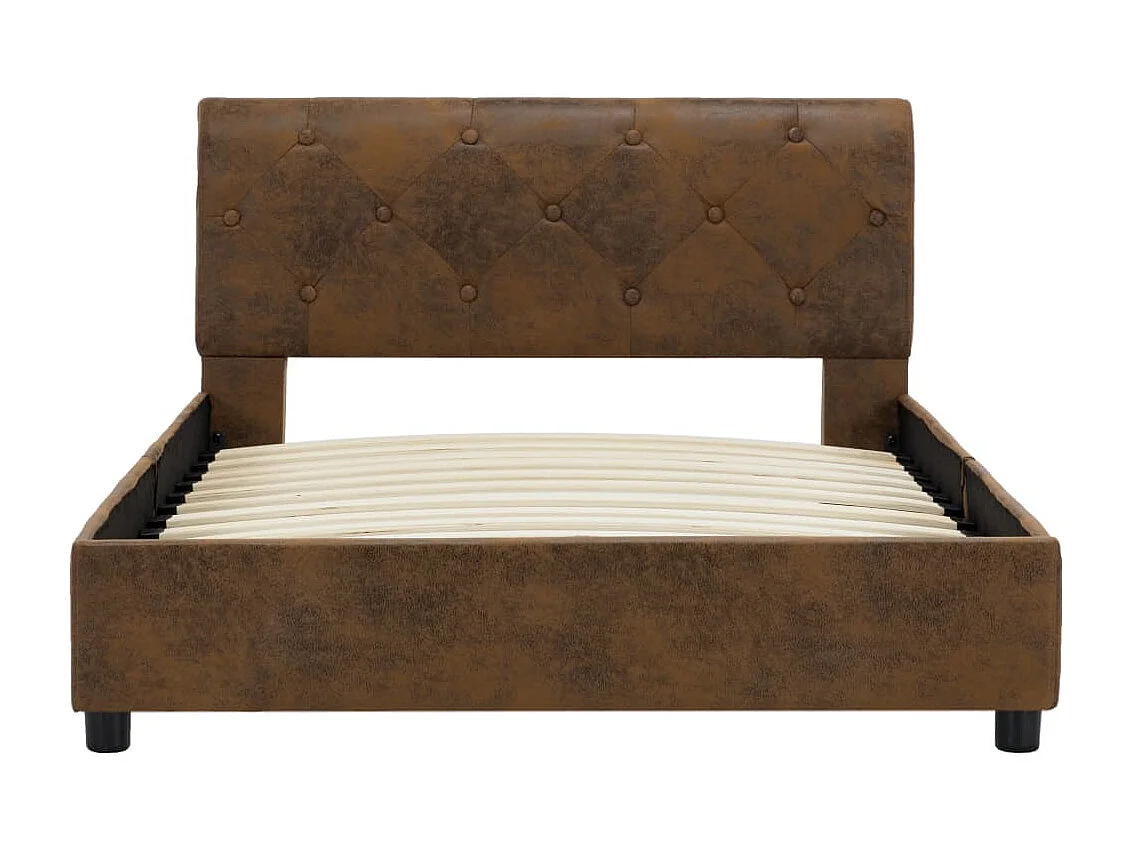 Cadre de lit sans matelas marron similicuir daim 100x200 cm