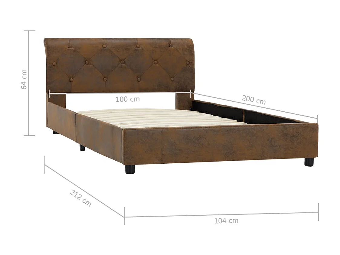 Bettgestell Braun Wildleder-Optik 100 x 200 cm