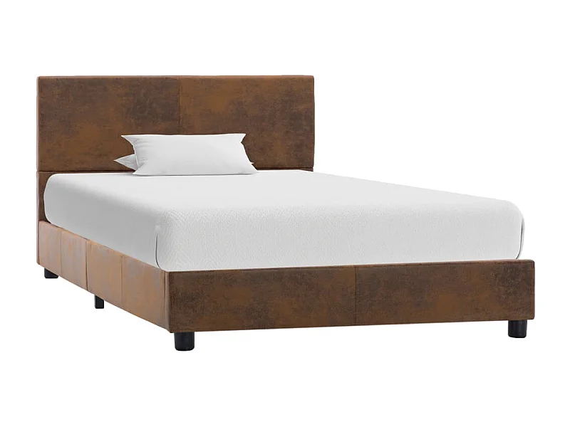 Estrutura de cama 100x200 cm camurça artificial castanho