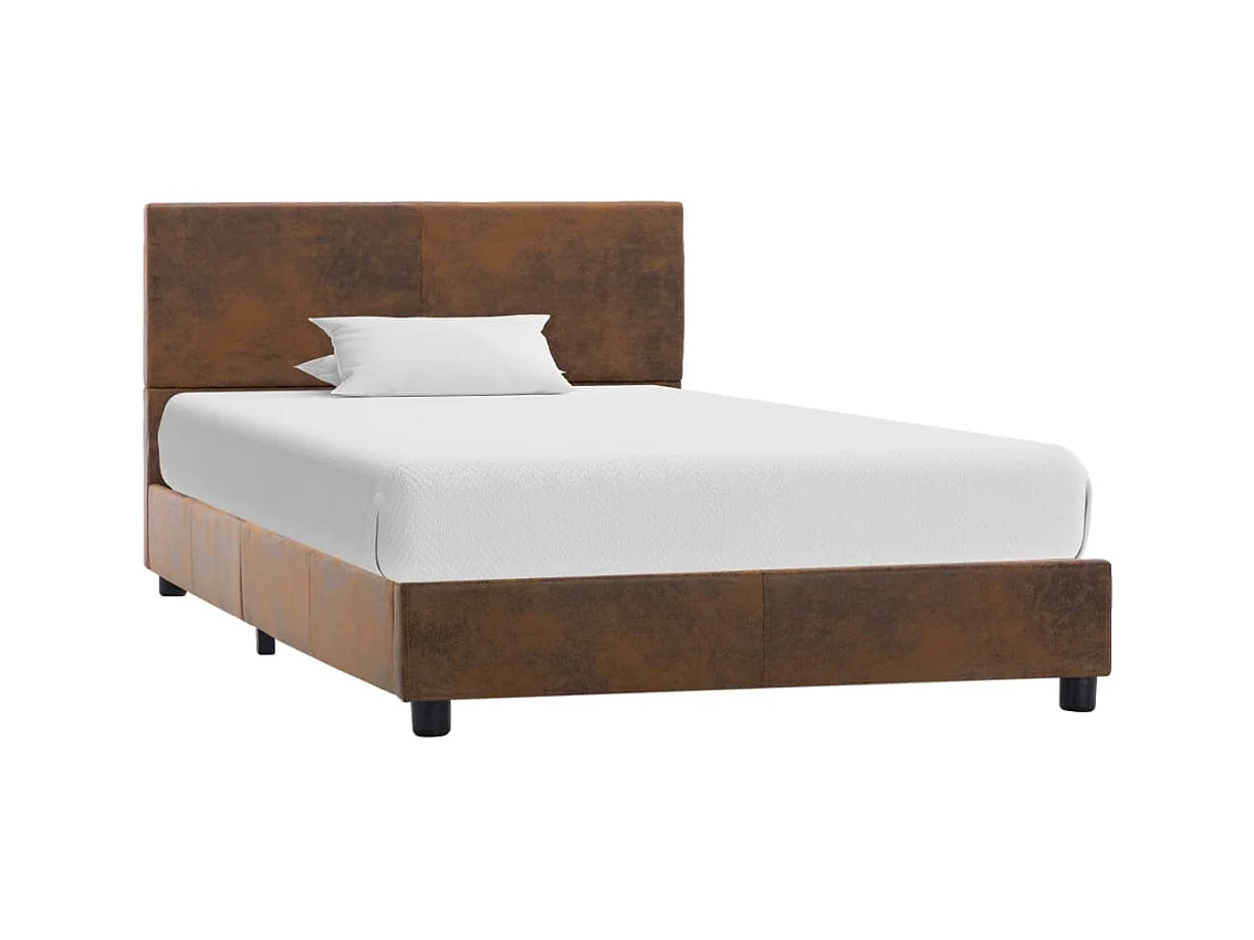 Cadre de lit sans matelas marron similicuir daim 100x200 cm