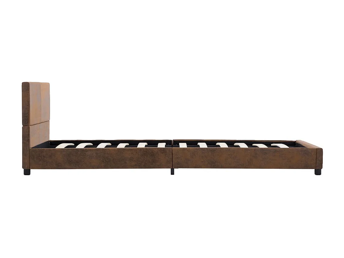 Marco cama sin colchón cuero sintético ante marrón 100x200 cm