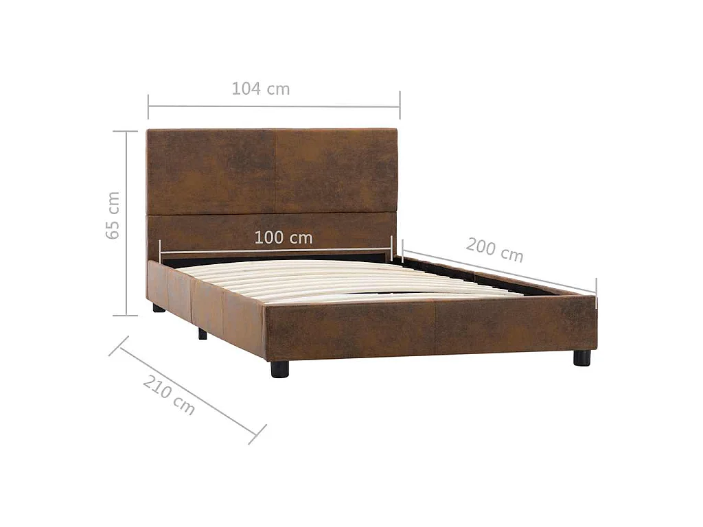 Bettgestell Braun Wildleder-Optik 100x200 cm