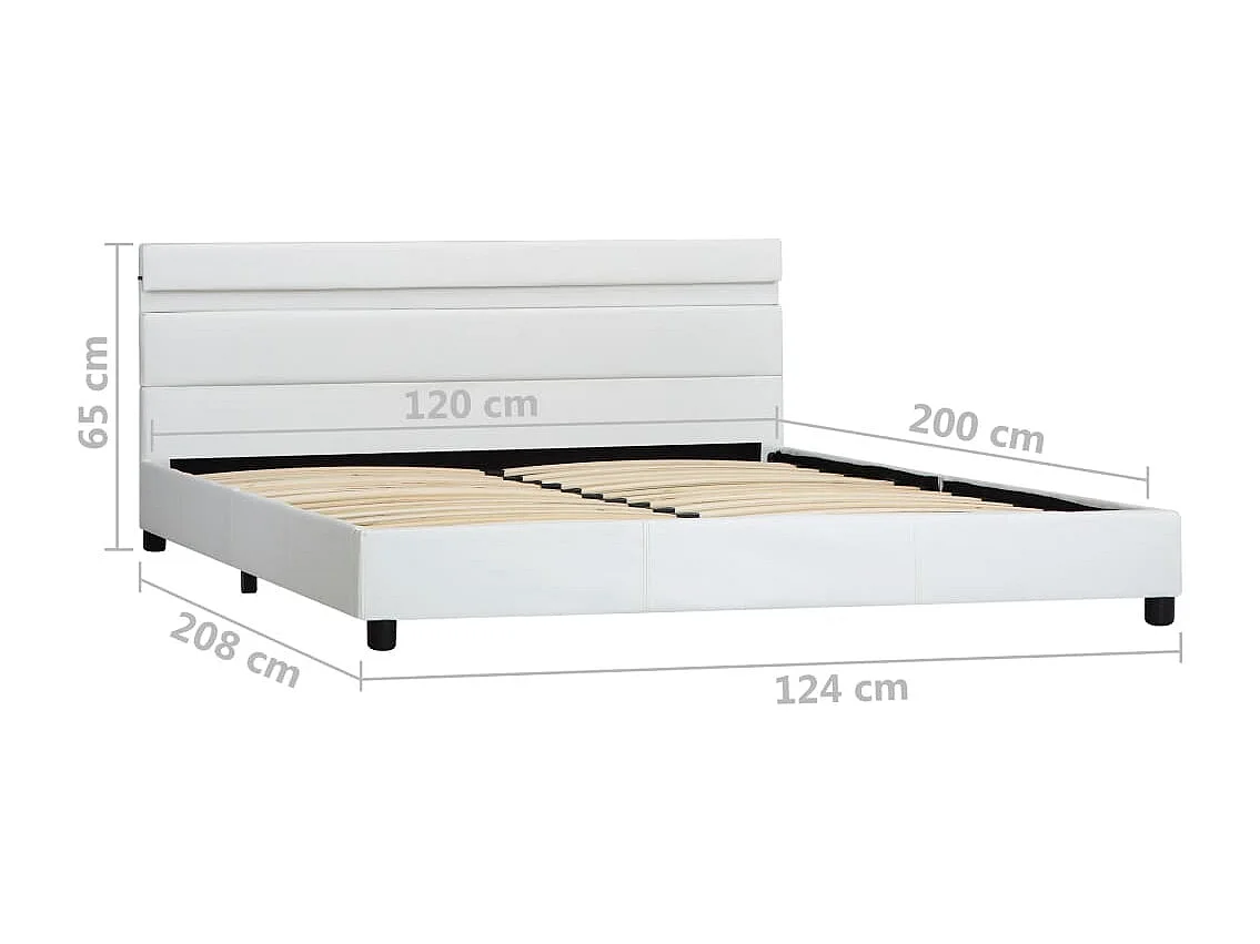 Bedframe met LED kunstleer wit 120x200 cm