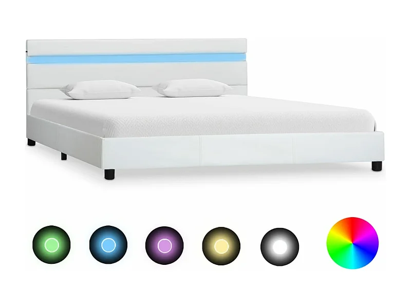 Bedframe met LED kunstleer wit 120x200 cm