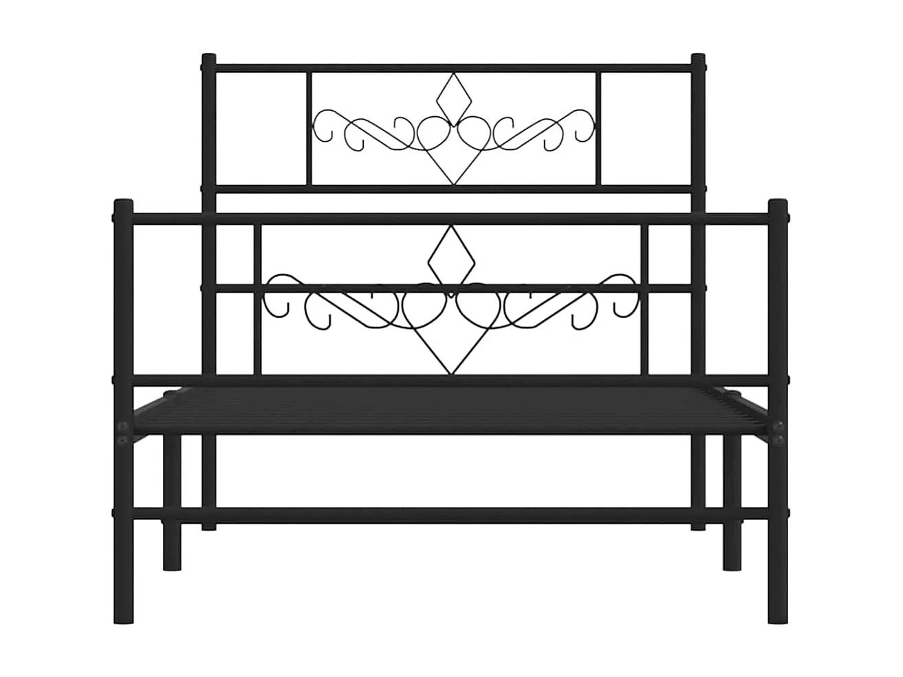 Giroletto con Testiera e Pediera Metallo Nero 100x200 cm