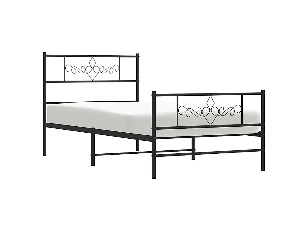 Giroletto con Testiera e Pediera Metallo Nero 100x200 cm