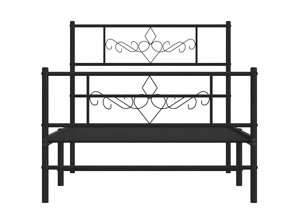 Giroletto con Testiera e Pediera Metallo Nero 100x200 cm