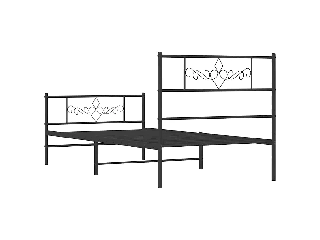 Giroletto con Testiera e Pediera Metallo Nero 100x200 cm
