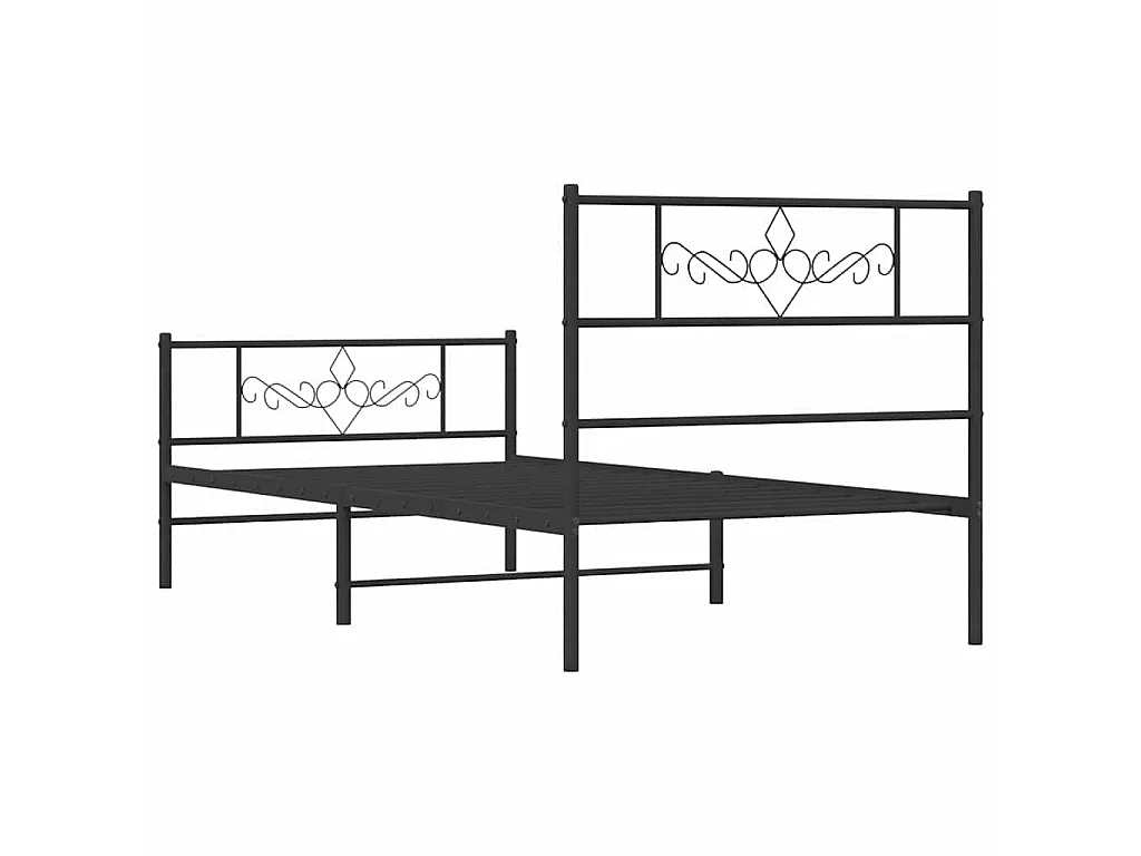 Giroletto con Testiera e Pediera Metallo Nero 100x200 cm