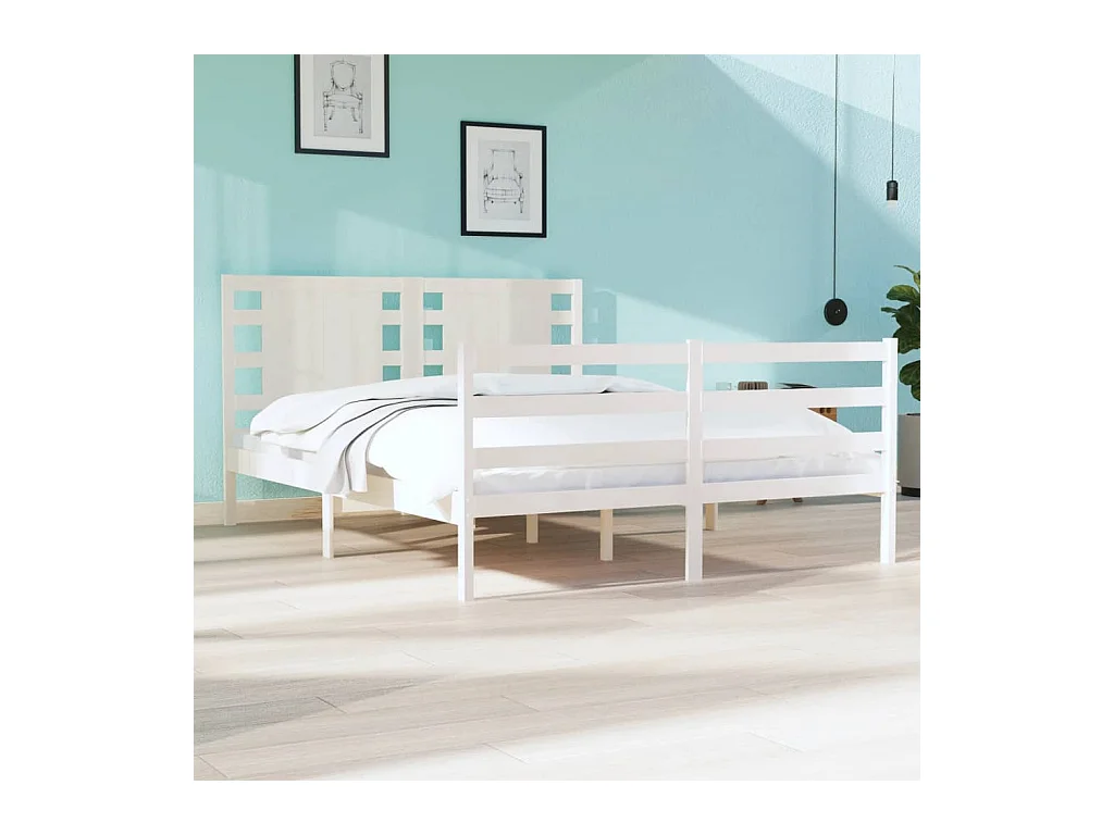 Estructura de cama sin colchón madera maciza blanca 120x190 cm