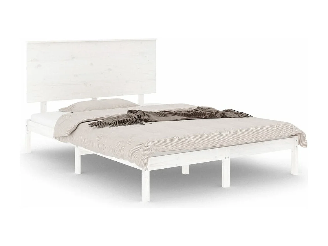 Bedframe massief hout wit 135x190 cm