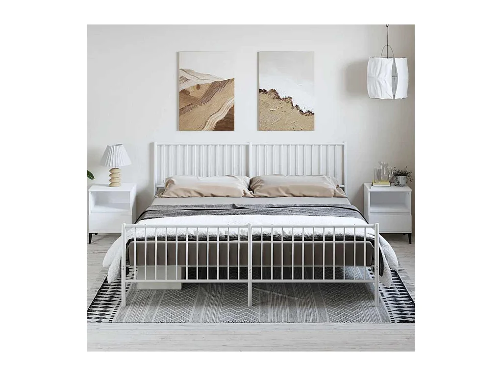 Bedframe met hoofd- en voeteneinde metaal wit 183x213 cm