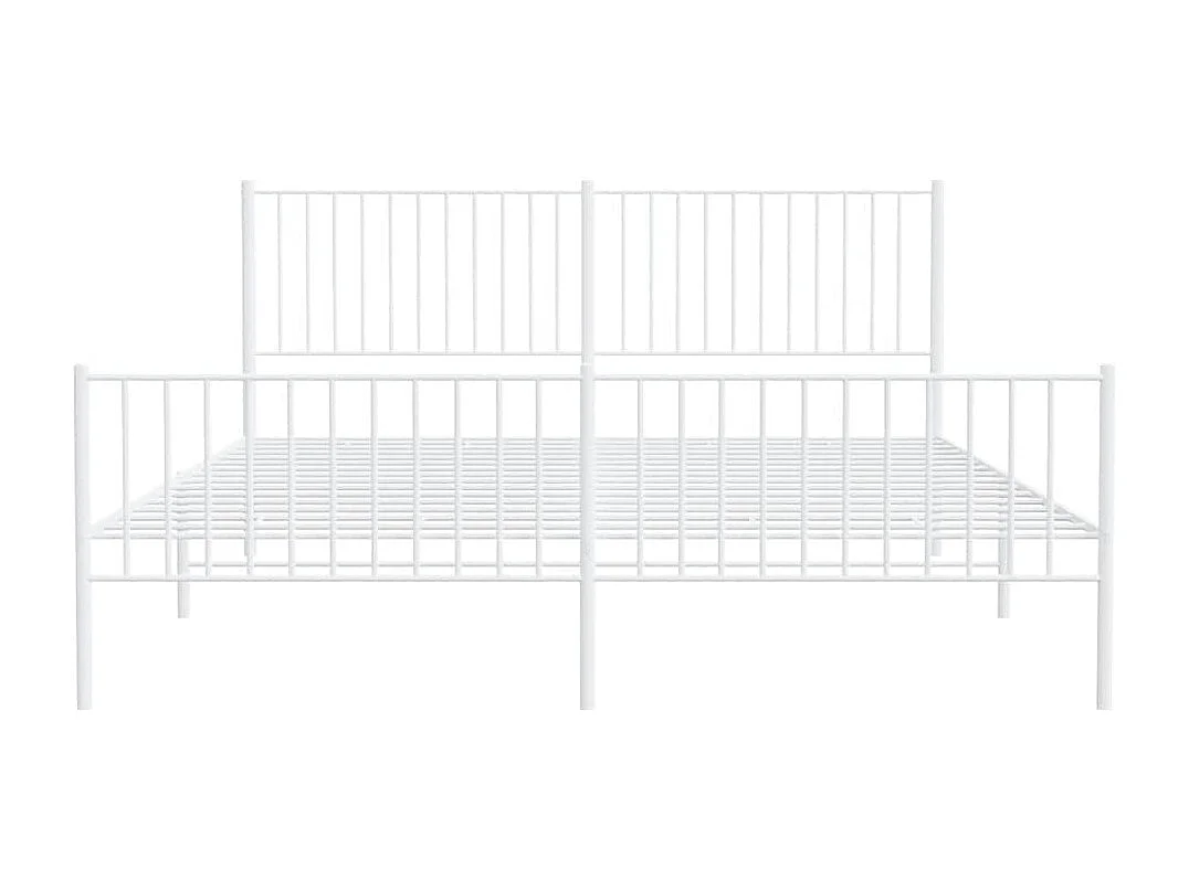 Cadre de lit métal sans matelas et pied de lit blanc 183x213 cm