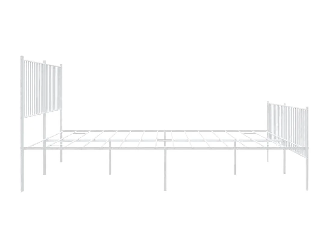 Cadre de lit métal sans matelas et pied de lit blanc 183x213 cm