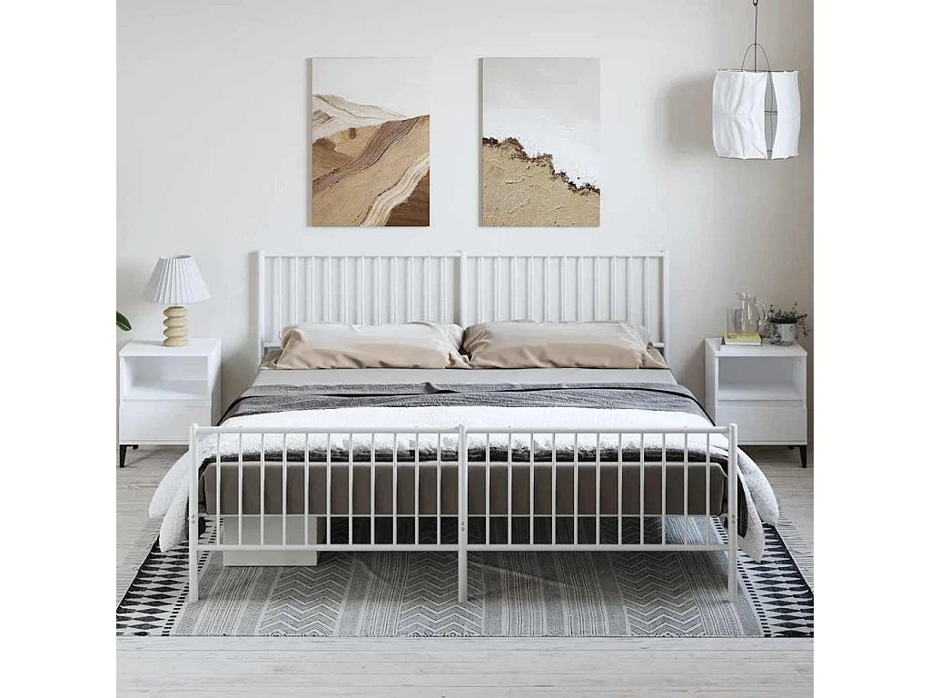 Estructura cama sin colchón con estribo metal blanco 183x213 cm