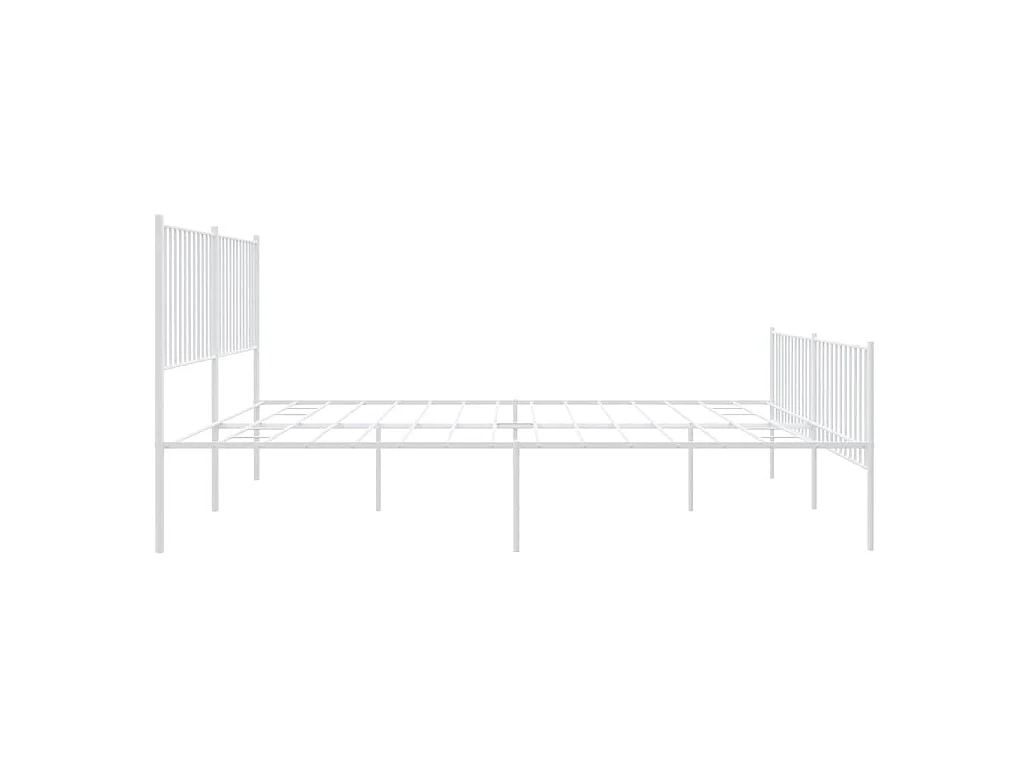 Cadre de lit métal sans matelas et pied de lit blanc 183x213 cm