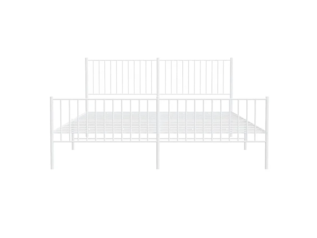 Cadre de lit métal sans matelas et pied de lit blanc 183x213 cm