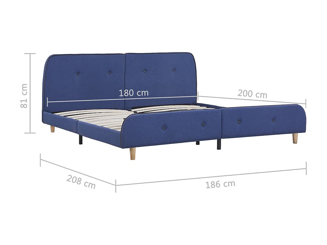 Cadre de lit sans matelas bleu tissu 180x200 cm