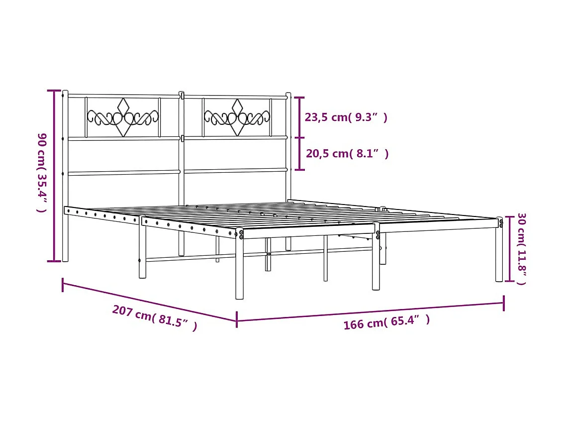 Bettgestell mit Kopfteil Metall Schwarz 160x200 cm