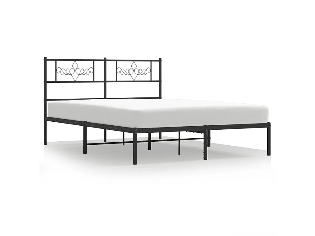 Bedframe met hoofdbord metaal zwart 160x200 cm