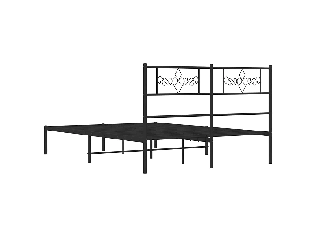 Bedframe met hoofdbord metaal zwart 160x200 cm