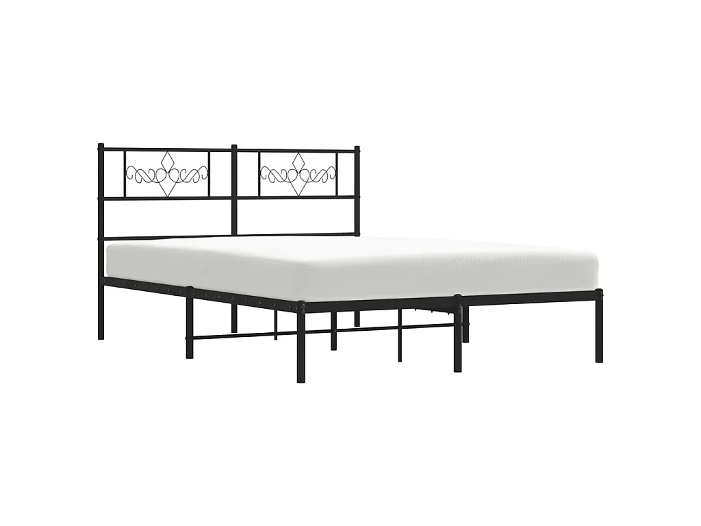 Cadre de lit métal sans matelas et tête de lit noir 160x200 cm