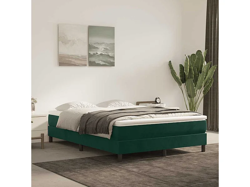 Boxspring bed 140x200 cm fluweel donkergroen