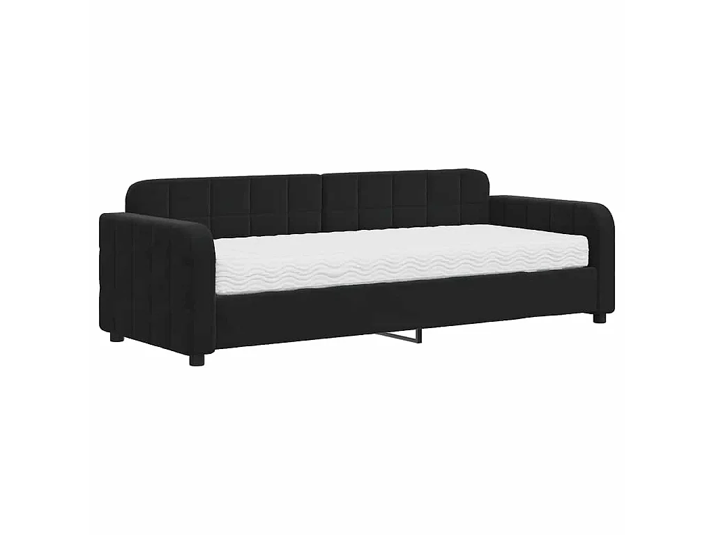 Slaapbank met matras 80x200 cm fluweel zwart