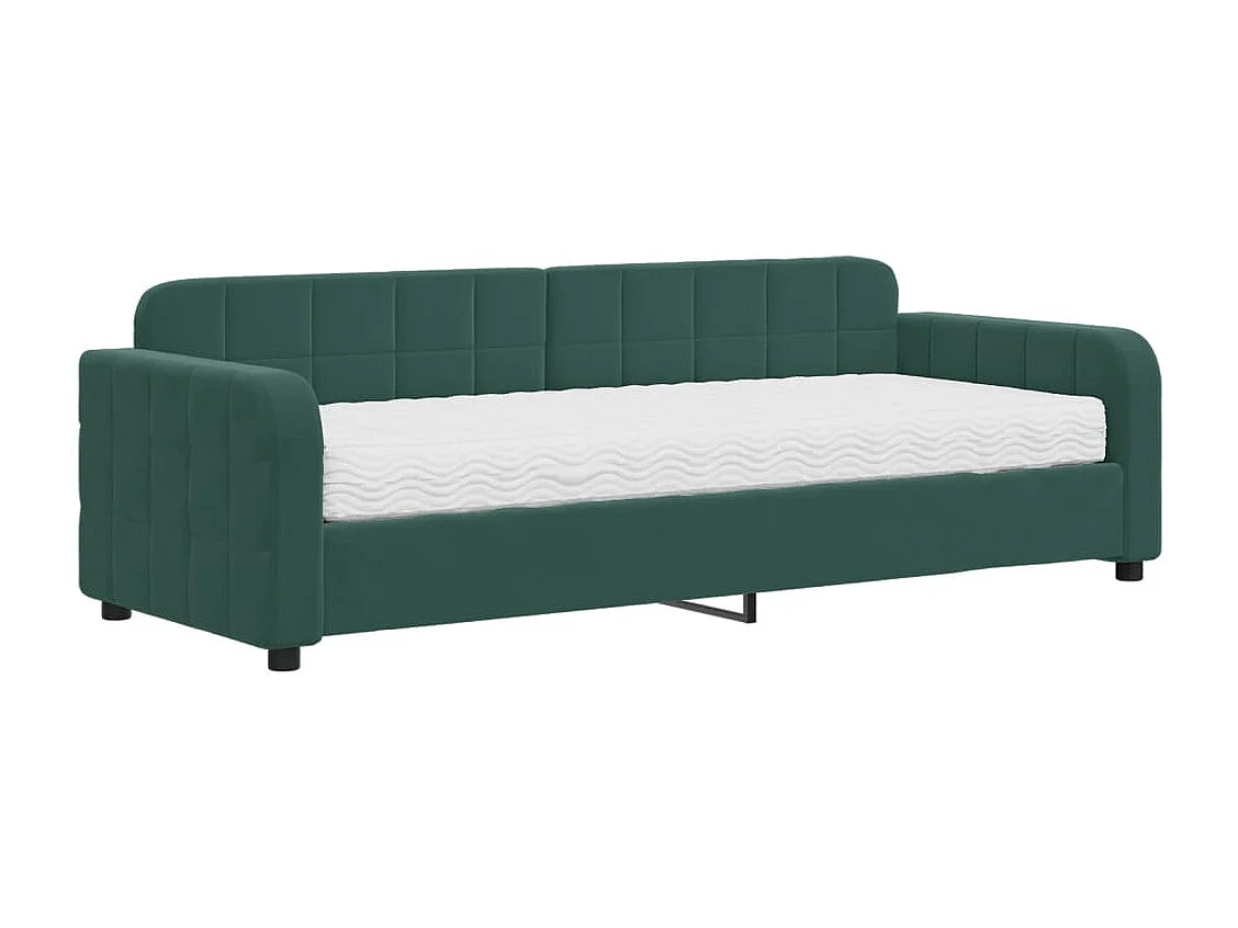 Lit de jour avec matelas vert foncé 80x200 cm velours