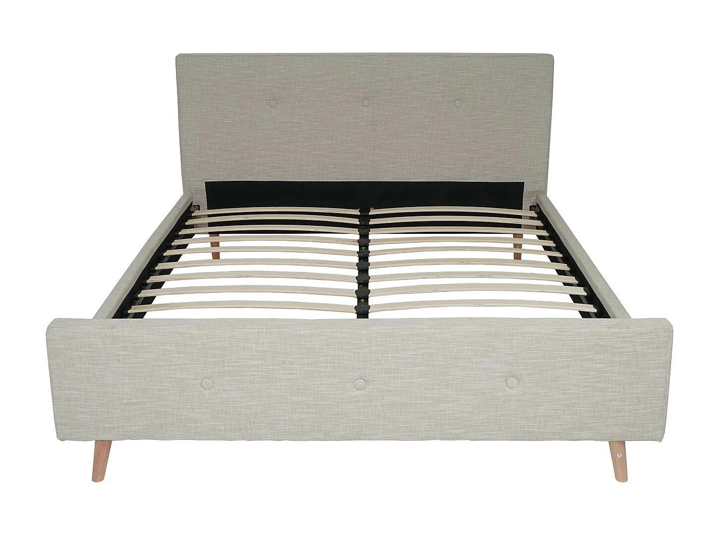 Gestoffeerd bed MCW-J98 + lattenbodem 160 cm,  160x200cm crème-beige