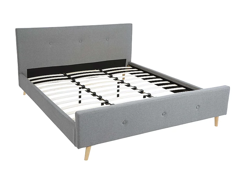 Gestoffeerd bed MCW-J98 + lattenbodem 160cm,  180x200cm grijs
