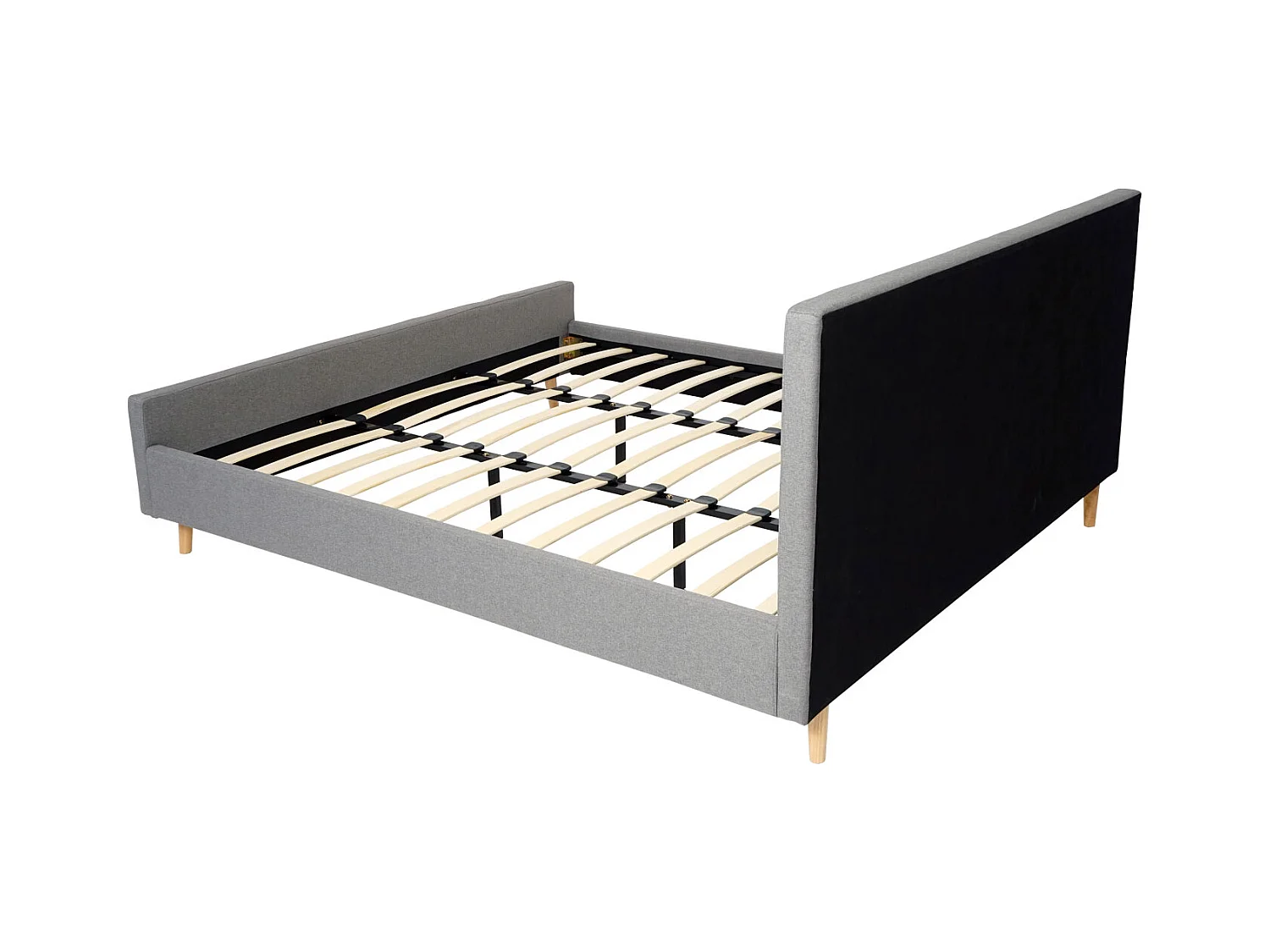 Łóżko tapicerowane MCW-J98 + stelaż listwowy 160cm,  180x200cm szary