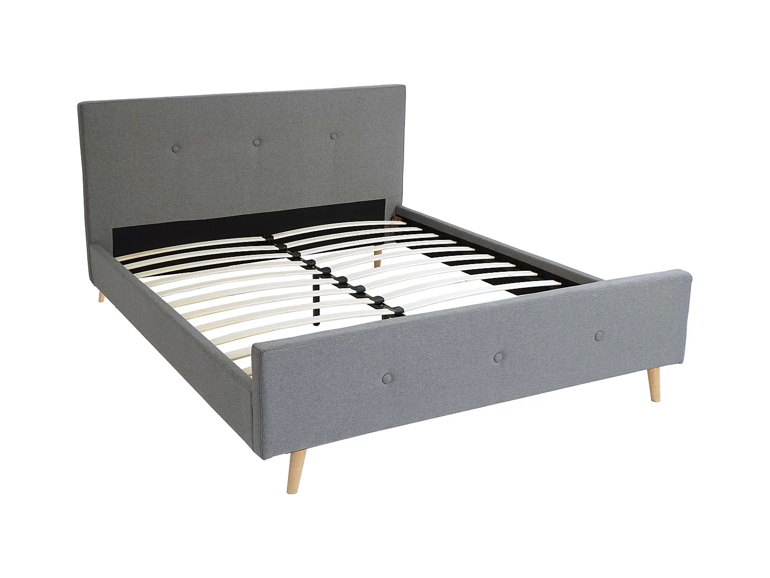 Gestoffeerd bed MCW-J98 + lattenbodem 160cm,  160x200cm grijs