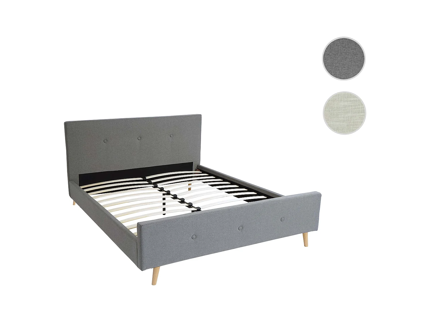 Gestoffeerd bed MCW-J98 + lattenbodem 160cm,  160x200cm grijs