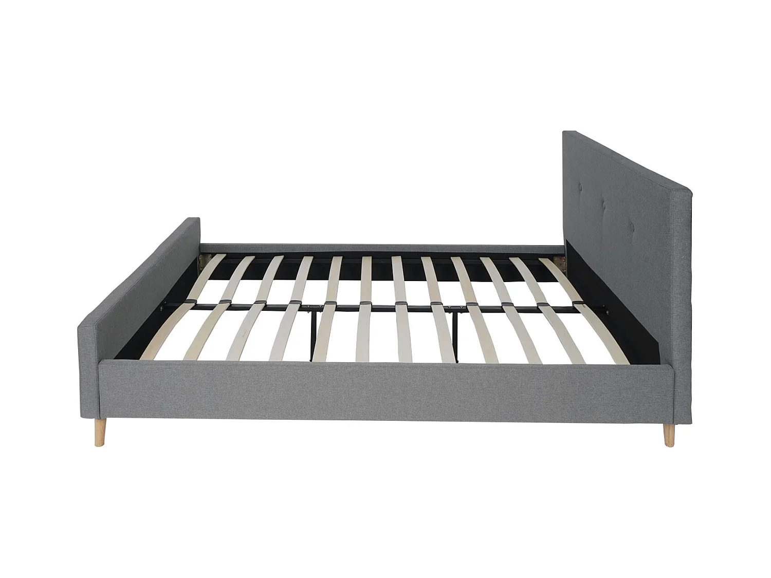 Gestoffeerd bed MCW-J98 + lattenbodem 160cm,  160x200cm grijs