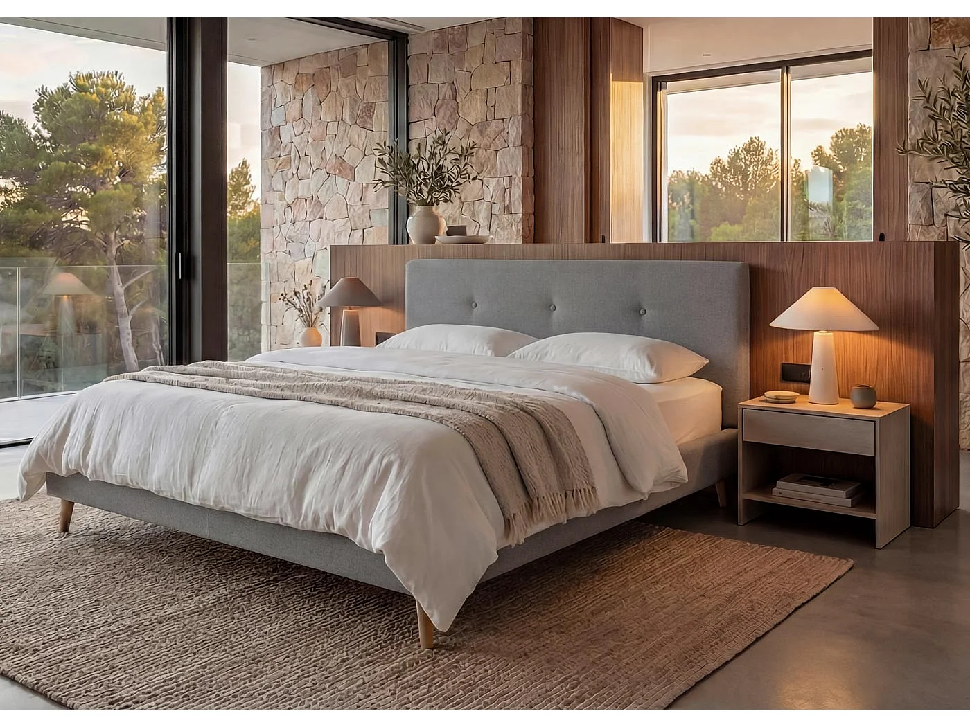 Polsterbett MCW-J98 + Lattenrost 160cm, 160x200cm grau