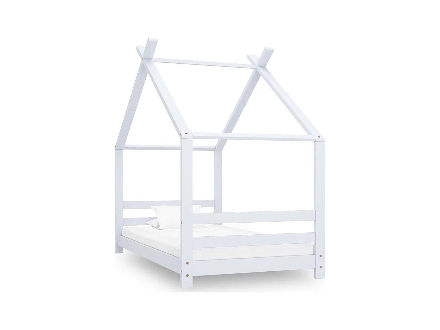 Kinderbedframe massief grenenhout wit 80x160 cm