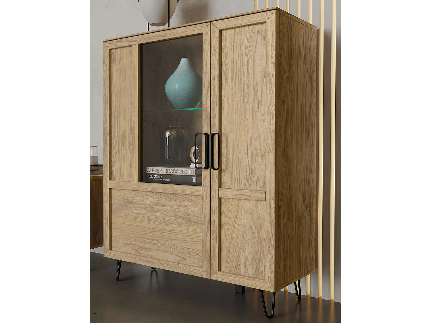 STANDVITRINE Limbo Eiche Artisan 95 / 42 / 124cm